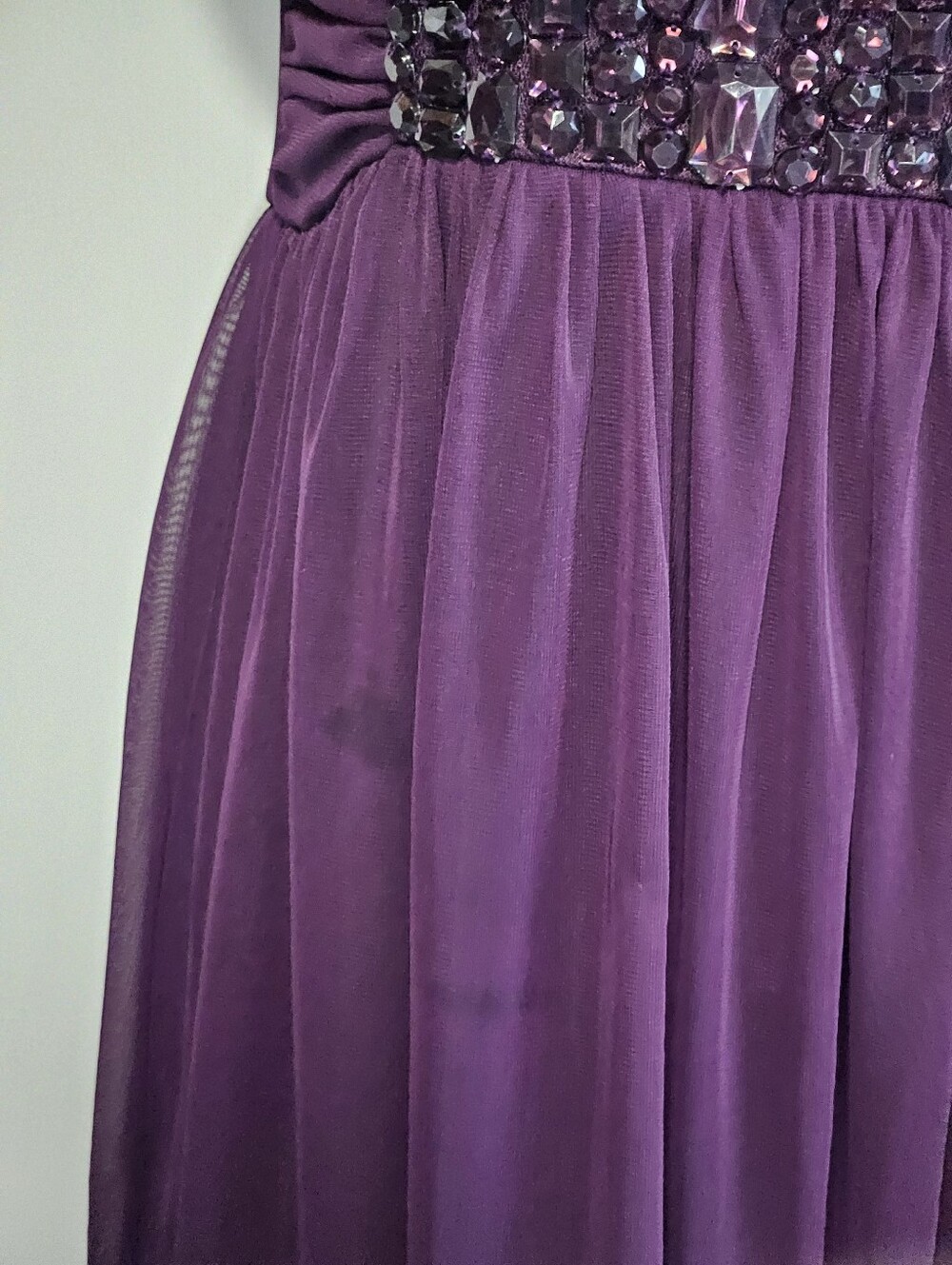 0179 Trixxi Plum Purple Strapless Chiffon Dress Med Y2K Rhinestone Formal Dance - Picture 4 of 11